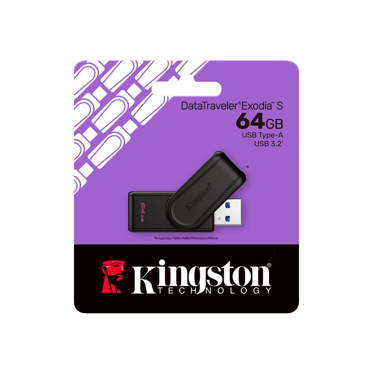 FLASH MEMORY KINGSTON 64GB DATA TRAVELER EXODIA S USB 3.2 BLACK — imagen 7