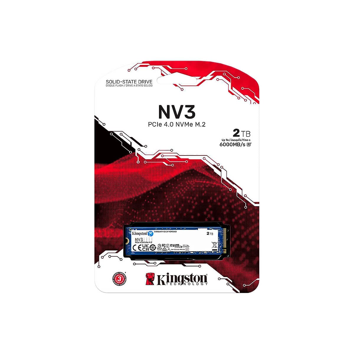 SSD KINGSTON 2TB M.2 2280 SNV3S-2000G PCIe 4.0 x 4 NVMe 6000-5000MB-s NAND 3D — imagen 7