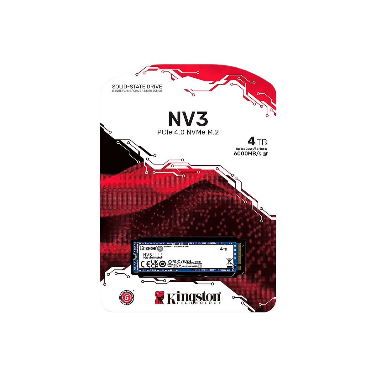 SSD KINGSTON 4TB M.2 2280 SNV3S-4000G PCIe 4.0 x 4 NVMe 6000-5000MB-s NAND 3D — imagen 7
