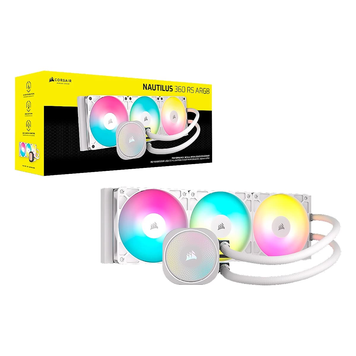 COOLER CORSAIR NAUTILUS 360mm RS ARGB for Intel 1851 Intel 1700 AMD-AM5 AMD-AM4 Blanco — imagen 6
