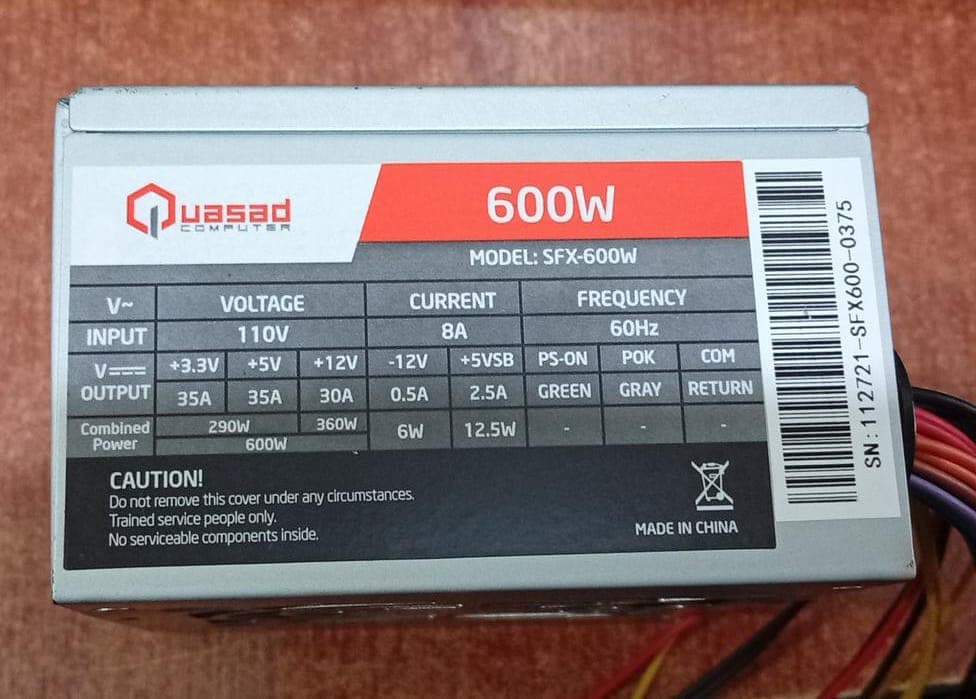 Fuente de Poder Quasad SFX-600W Mini ATX 600W para PC - Seminuevo — imagen 2