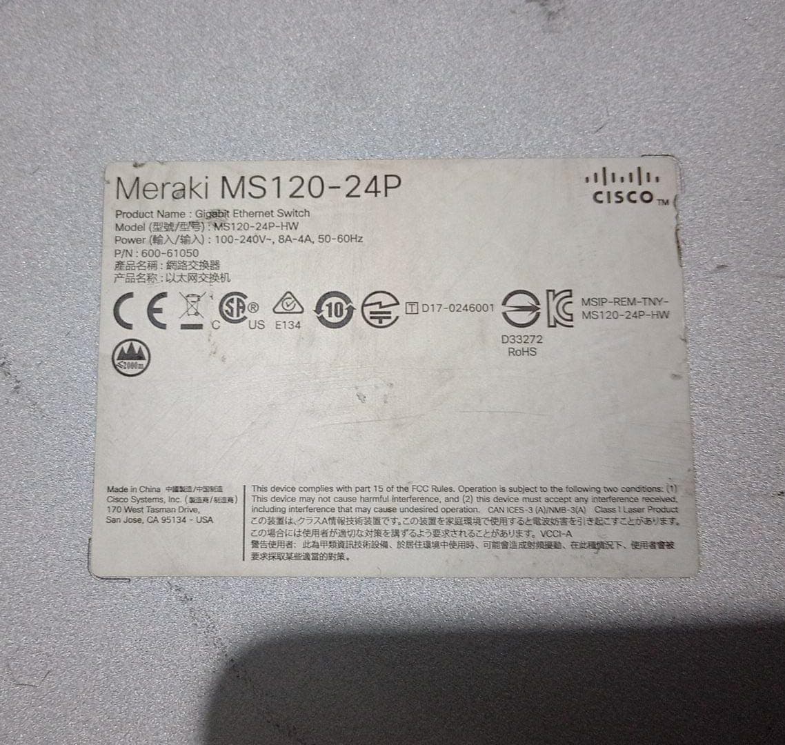 Switch Cisco MS120-24P 24 Puertos Gigabit PoE 370W 4 SFP / USADO — imagen 3