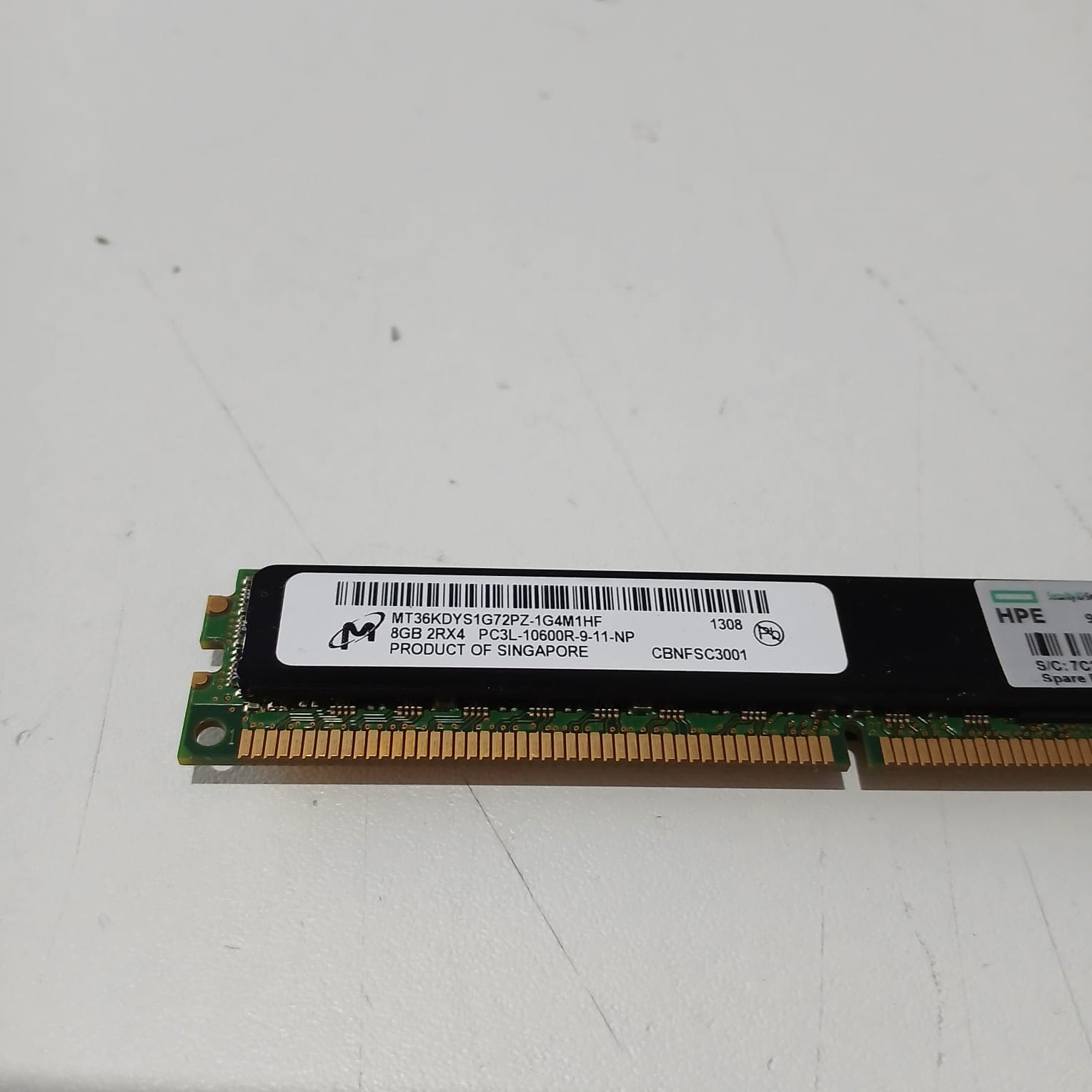 Memoria Servidor Micron 8GB DDR3 PC3L-10600R MT36KDYS1G72PZ-1G4M1HF ECC Usado — imagen 2