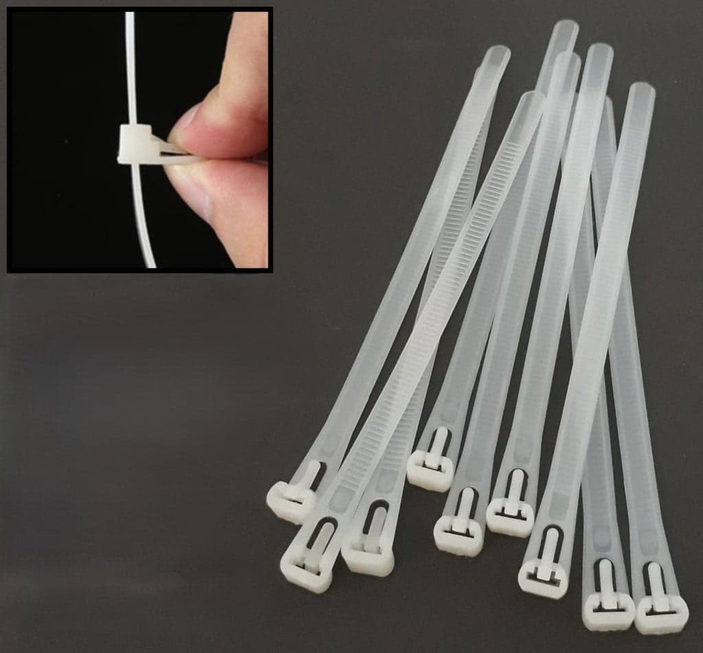 100 Correas Amarras Plástica Reutilizable Transparente 30 cm – Brida Desbloqueable para Cables — imagen 2