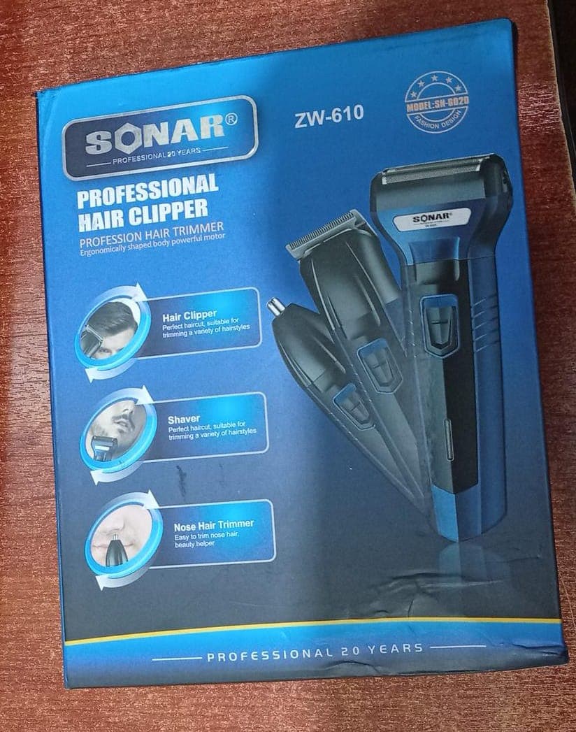 8 Afeitadoras Recortadora SONAR SN-6020 / ZW-610 3 en 1 Recargable Para Cabello Barba y Nariz — imagen 1