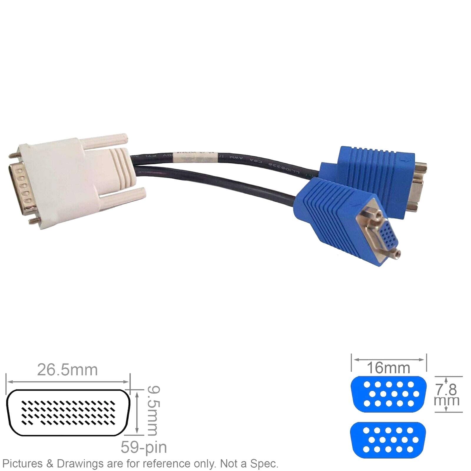 ADAPTADOR DE VIDEO SPLITTER VGA DOBLES 59-PIN DMS-HP 338285-008 REV A — imagen 2