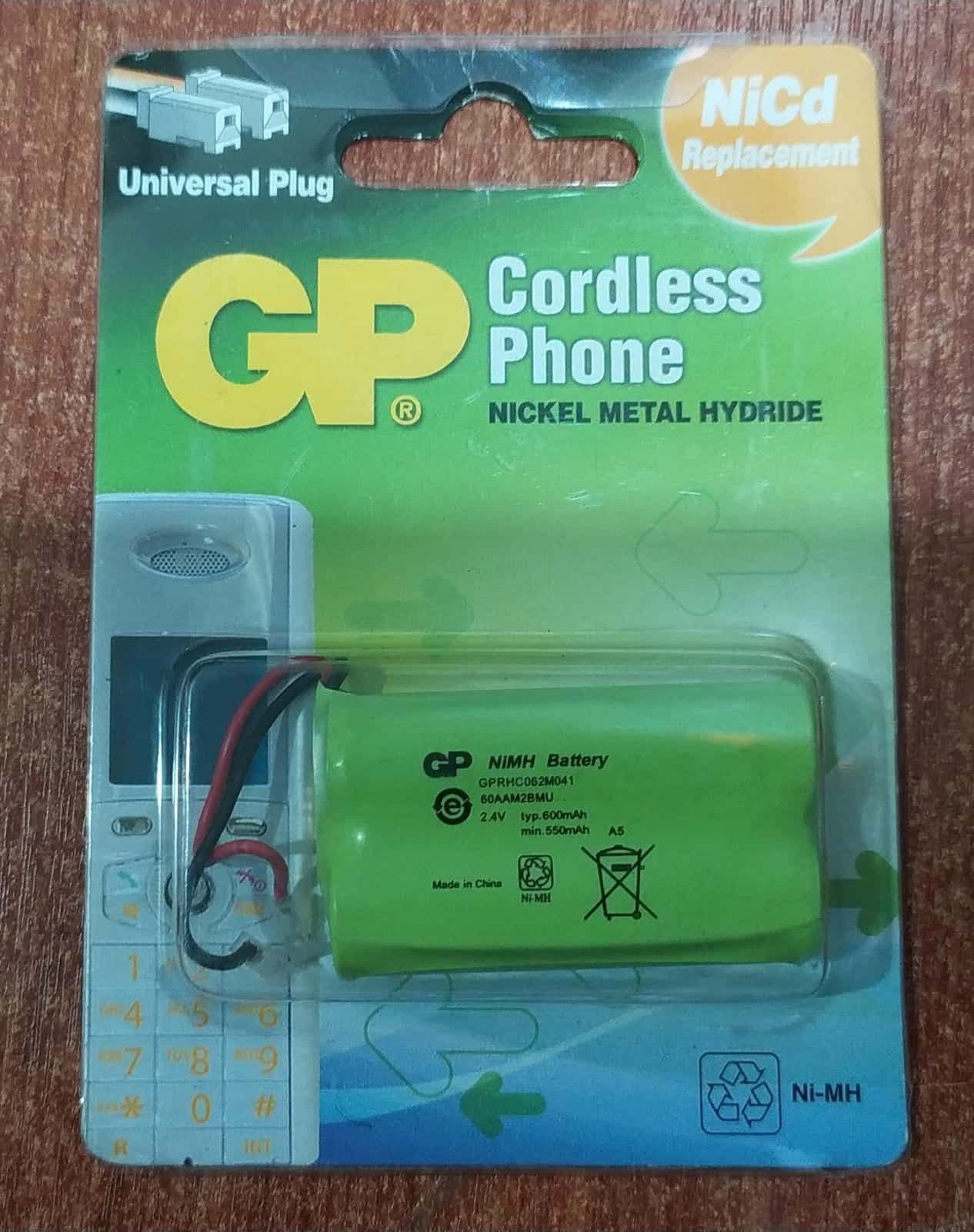 Batería GP Ni‑MH 2.4 V 600 mAh (GPRHC062M041) – Repuesto Sony SPP‑T55 / Victor TN‑CX30 — imagen 2