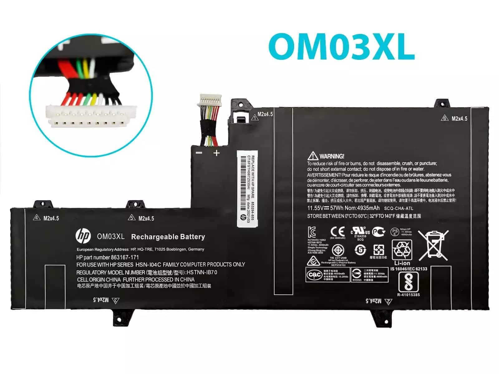 Batería HP om03xl | HP EliteBook X360 1030 G2 — imagen 1