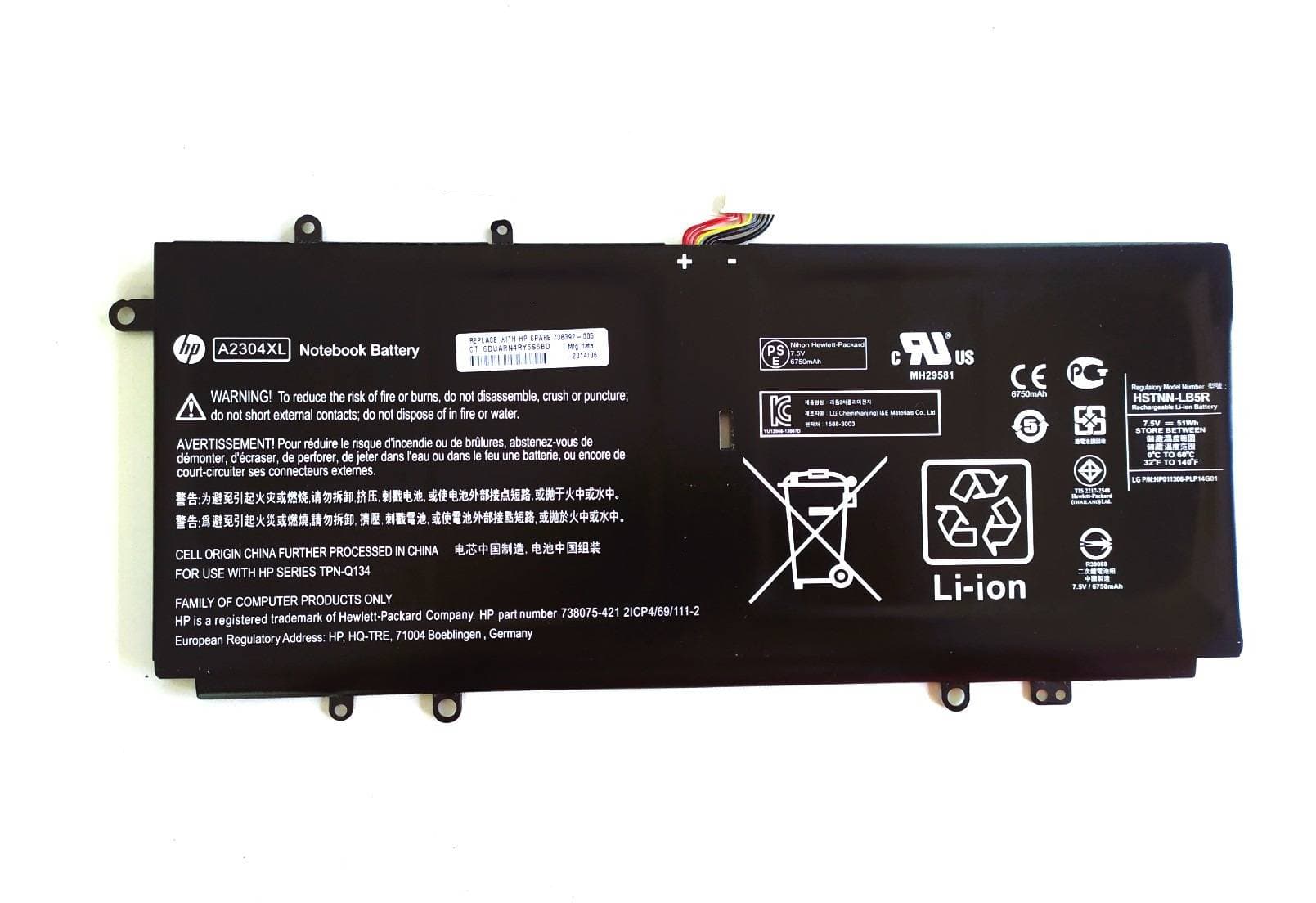 BATERÍA PARA LAPTOP CHROMEBOOK HP 14 G1 SEMINUEVA-2304XL — imagen 1