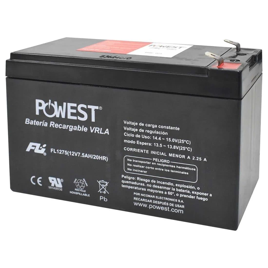 Batería Recargable | 12V - 7.5AMP | 20HR | POWEST | UPS — imagen 1