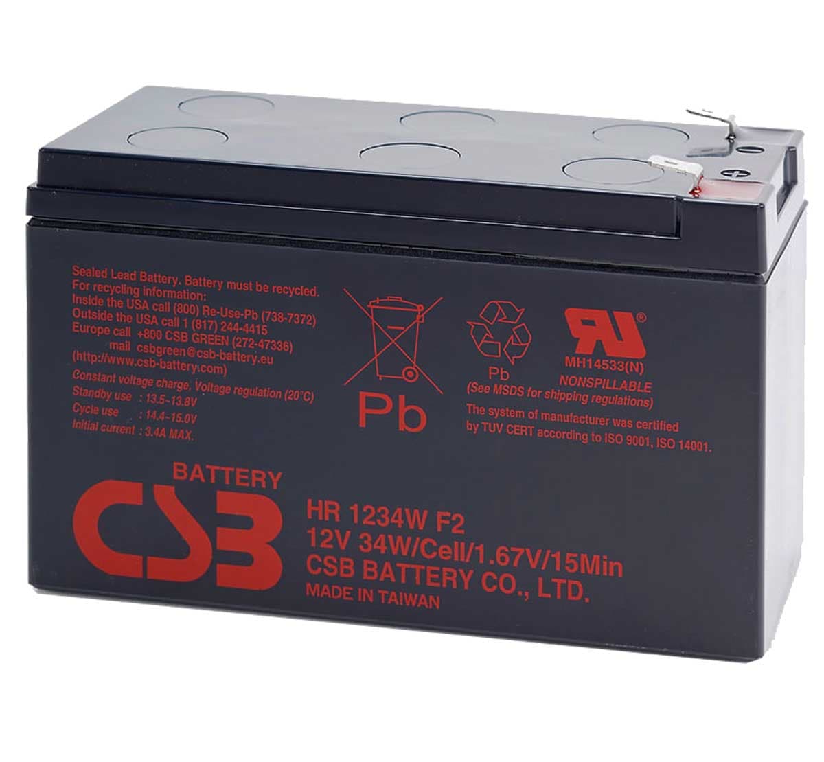 Batería Recargable CSB GP 1272 F2 12V 7Ah CSB para UPS y Alarmas — imagen 3