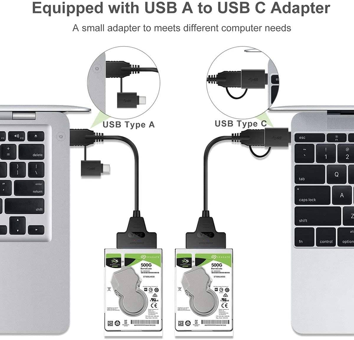 CABLE ADAPTADOR CONVERTIDOR DE SATA 2.5 A USB 3.0 Y TIPO C — imagen 2