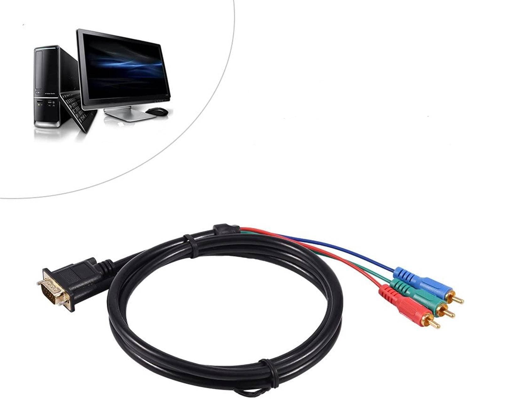 CABLE ADAPTADOR VGA A 3 RCA S-VIDEO AV — imagen 4
