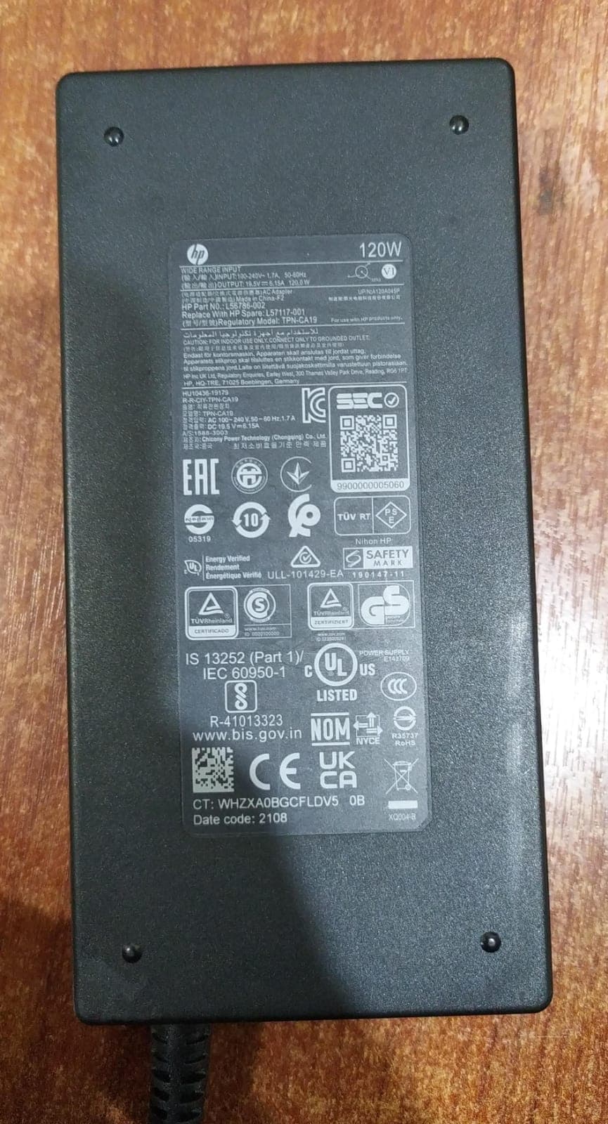 Cargador HP 120 W TPN-CA19 – 19.5 V 6.15 A Punta Cilíndrica 7.4×5.0 mm – Envy, Omen, Pavilion — imagen 2
