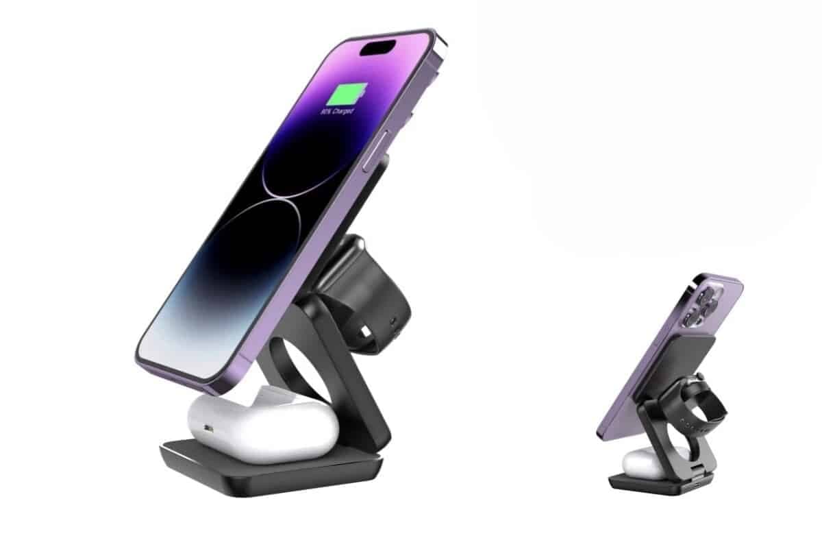 Cargador Inalámbrico Multifuncional 3 en 1 TN‑WC10 Soporte Plegable para Celular, Reloj y Audífonos — imagen 3
