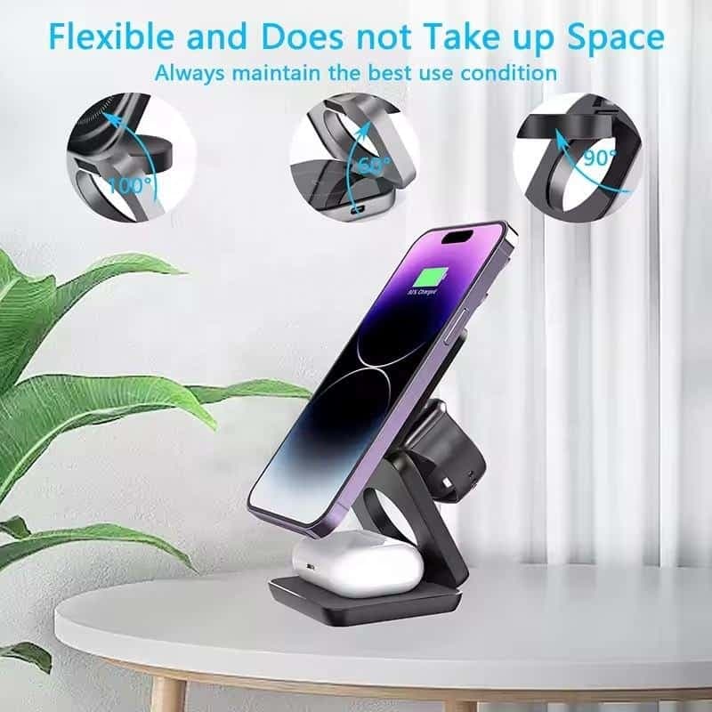 Cargador Inalámbrico Multifuncional 3 en 1 TN‑WC10 Soporte Plegable para Celular, Reloj y Audífonos — imagen 6