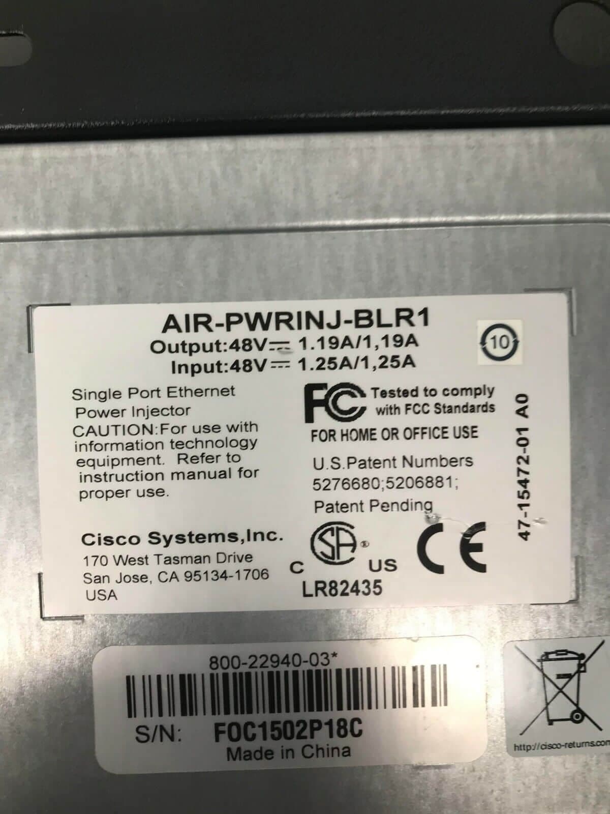 Cisco AIR-PWRINJ-BLR1 Aironet 1400 Power Injector LR - Grade A inyector poe — imagen 4