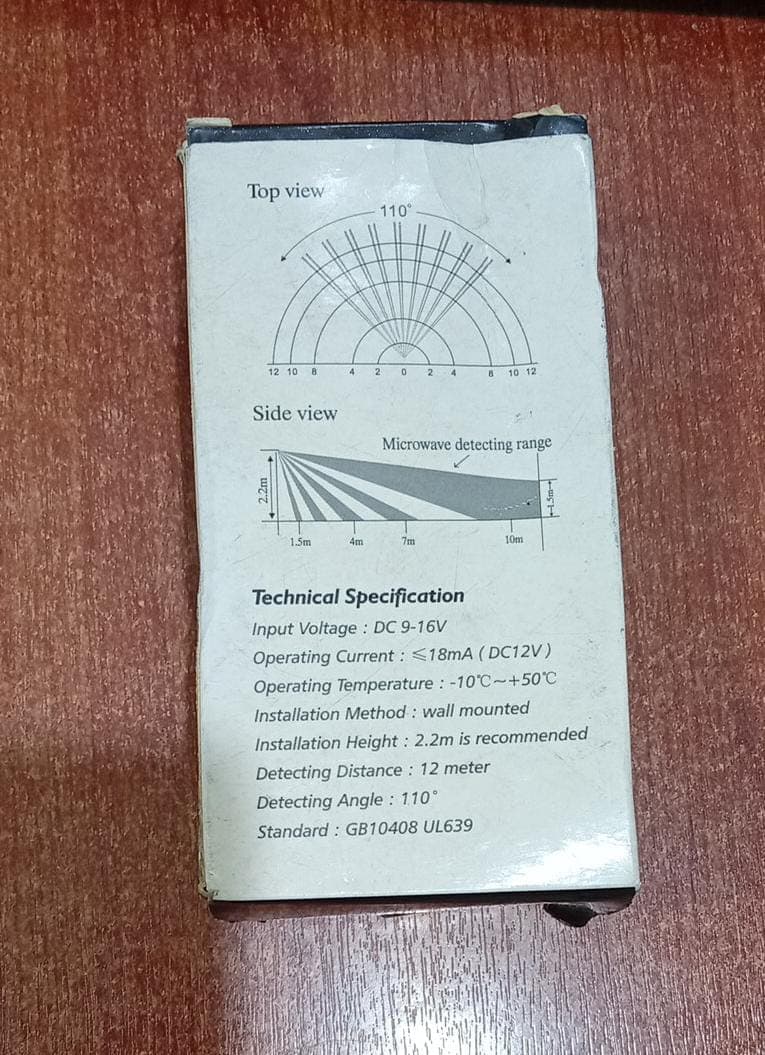 Detector de Movimiento Cableado • Dual Tecnología PIR + Microondas • 9‑16 V • Alcance 12 m — imagen 3