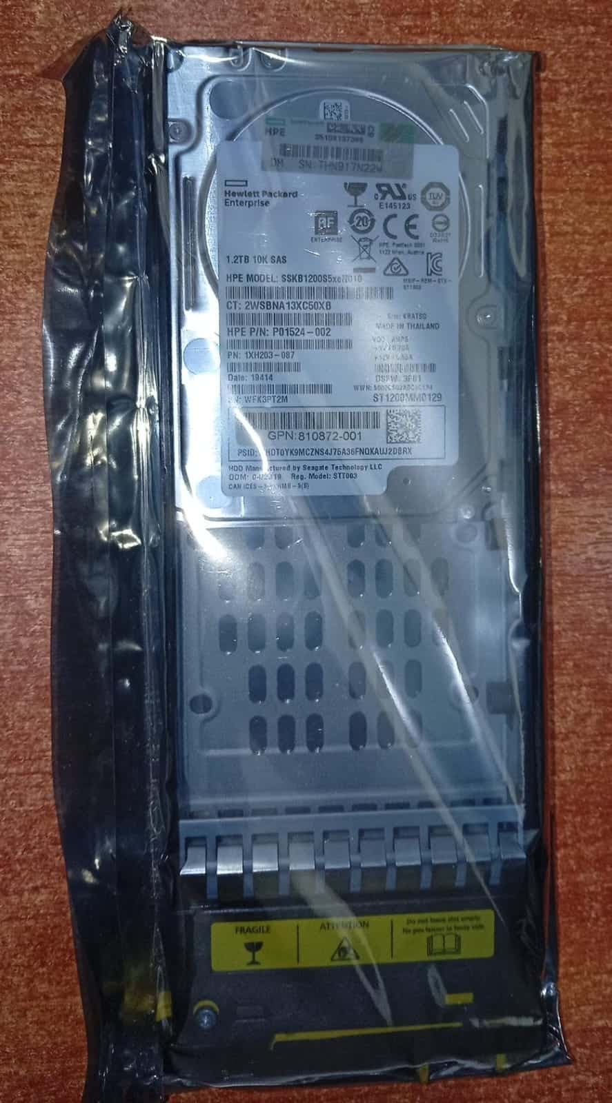 Disco Duro HPE 1.2TB 10K SAS 2.5” ST1200MM0129 / P01524-002 / SSKB1200S5xeN010 con Caddy Nuevo — imagen 1
