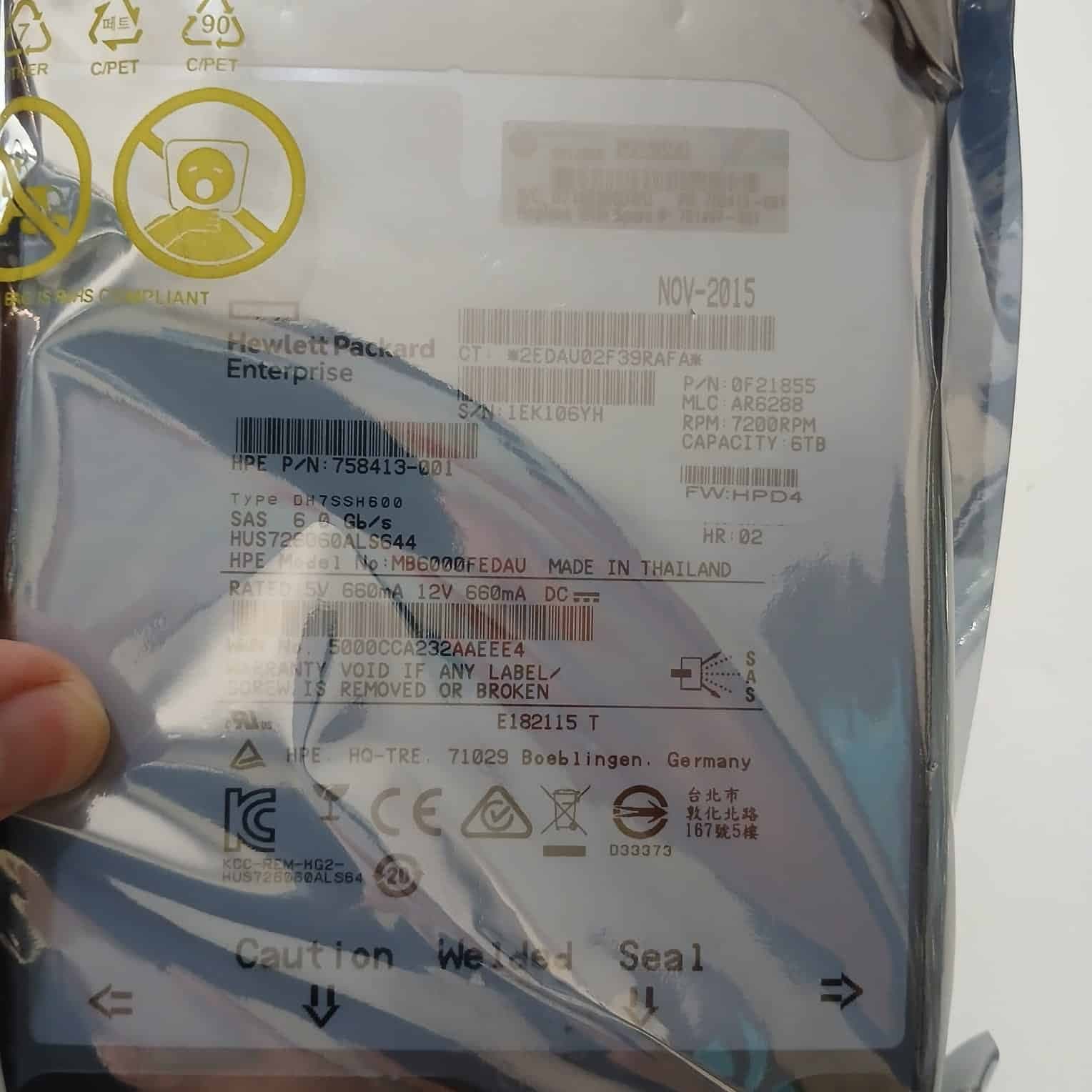 Disco Duro HPE 6TB SAS 12Gb/s 7.2K LFF | P/N 758413-001 | NUEVO Enterprise HDD — imagen 1