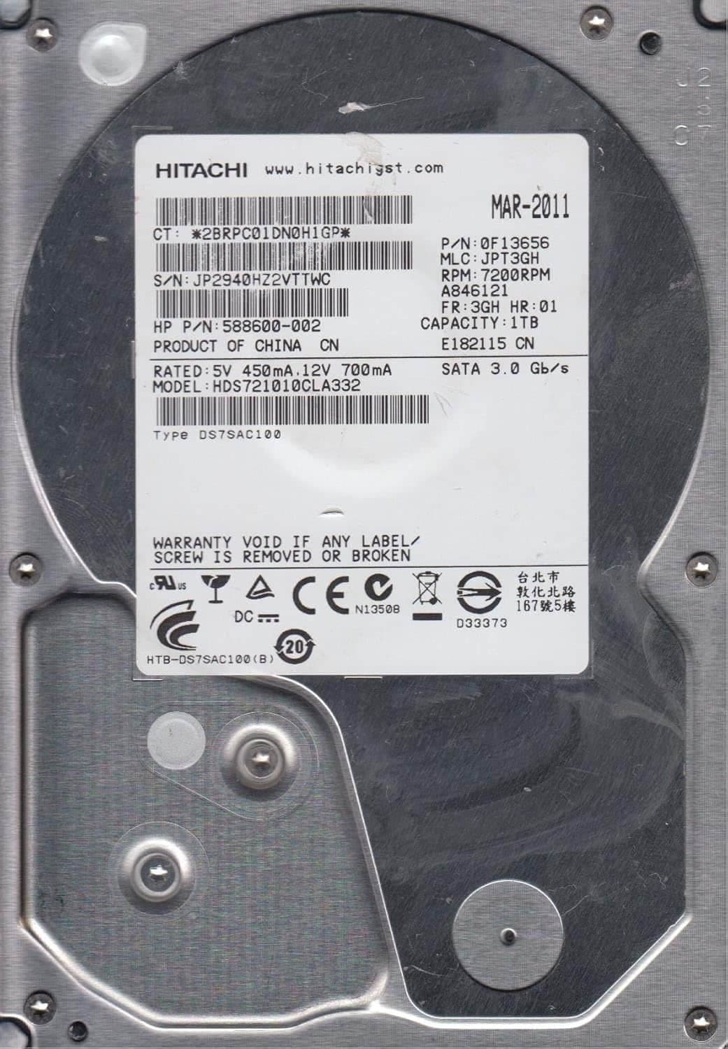 Disco Duro Interno Hitachi HUA722010CLA330 1TB 7200RPM SATA 3Gb/s 3.5" – Enterprise Class — imagen 1