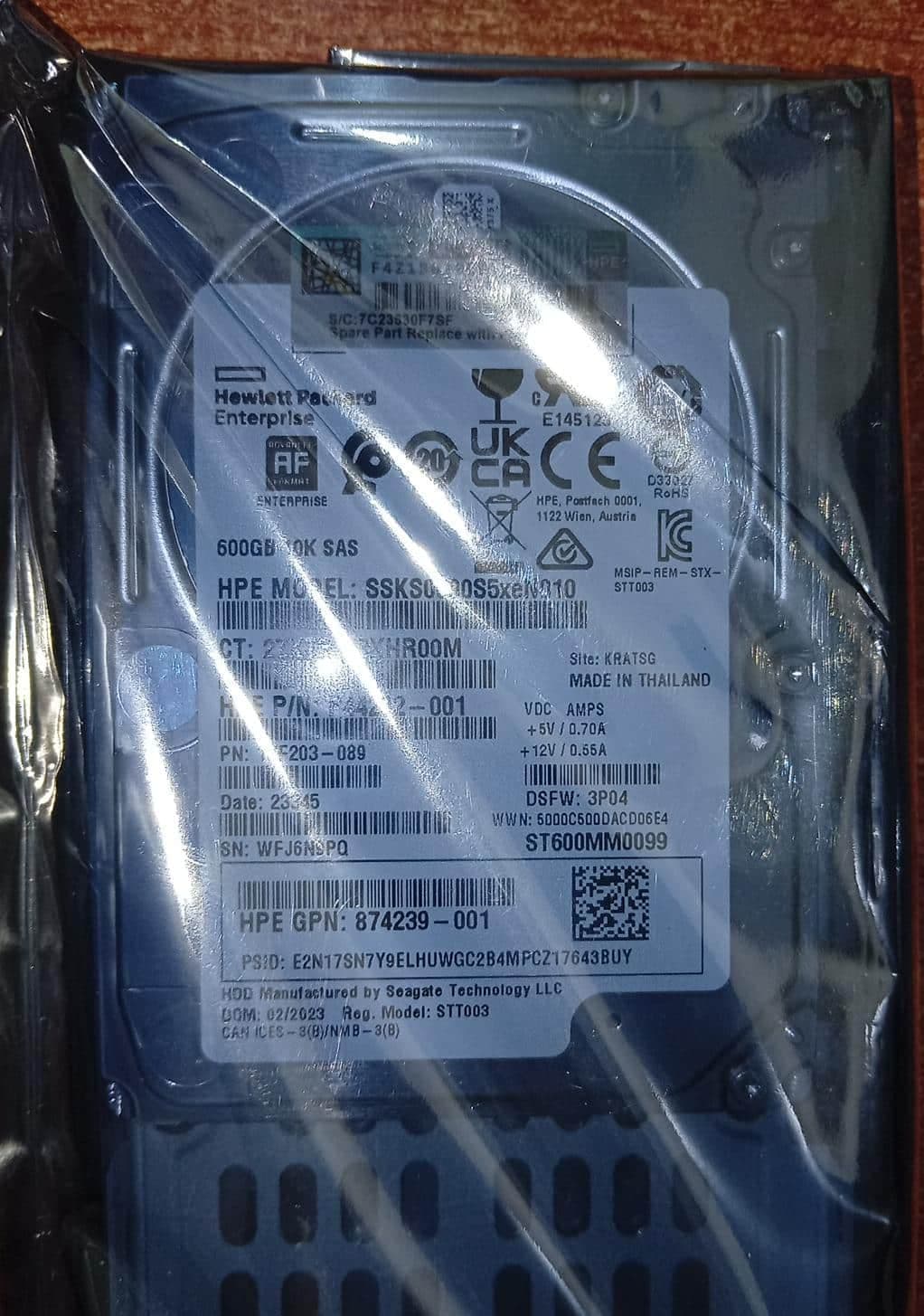 Disco Duro Servidor HPE 600GB SAS 10K RPM 2.5" ST600MM0099 con Caddy G8 G9 — imagen 2