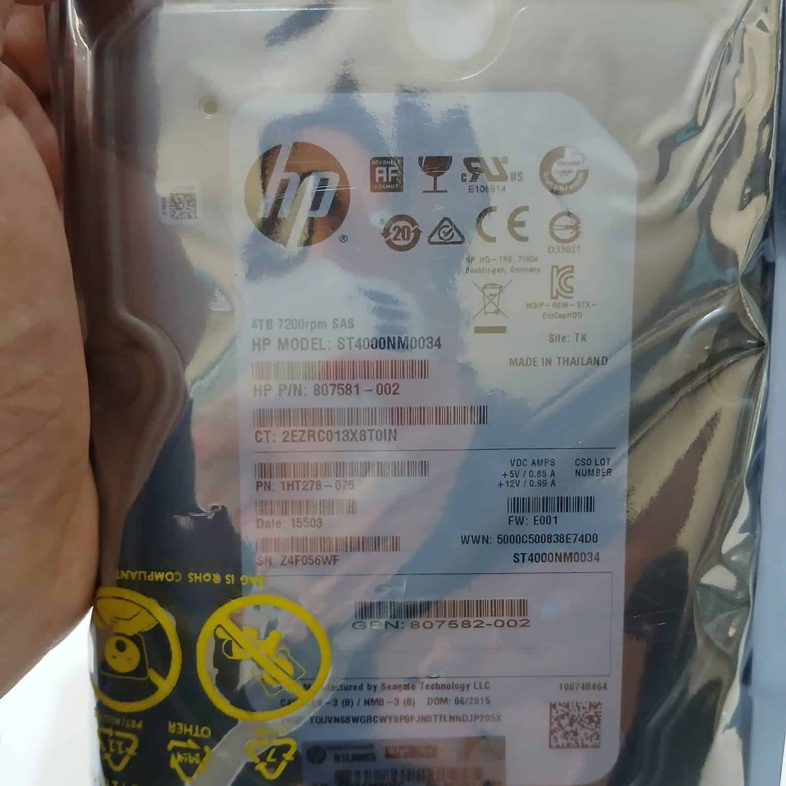 Disco HP 4TB 7200RPM SAS 12Gb/s HDD | ST4000NM0034 | 807581-002 — imagen 2