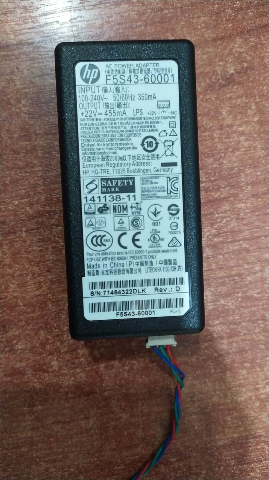 Fuente / Adaptador de Poder HP F5S43-60001 22 V 455 mA Para DeskJet 1110-2130-3630 — imagen 1