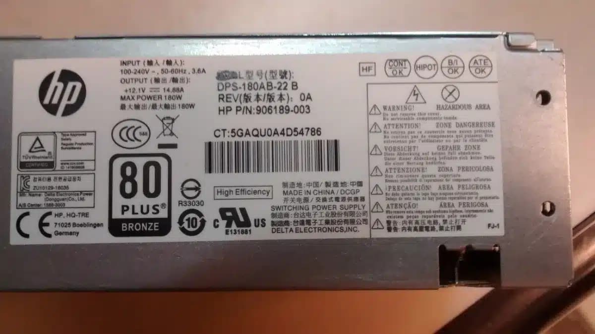 Fuente de Poder / Alimentación | DPS-180AB-22 B | 9006189-003 | HP ProDesk 280 G2, 400 G4, 600 G3 SFF y Lenovo ThinkCentre M710e — imagen 6