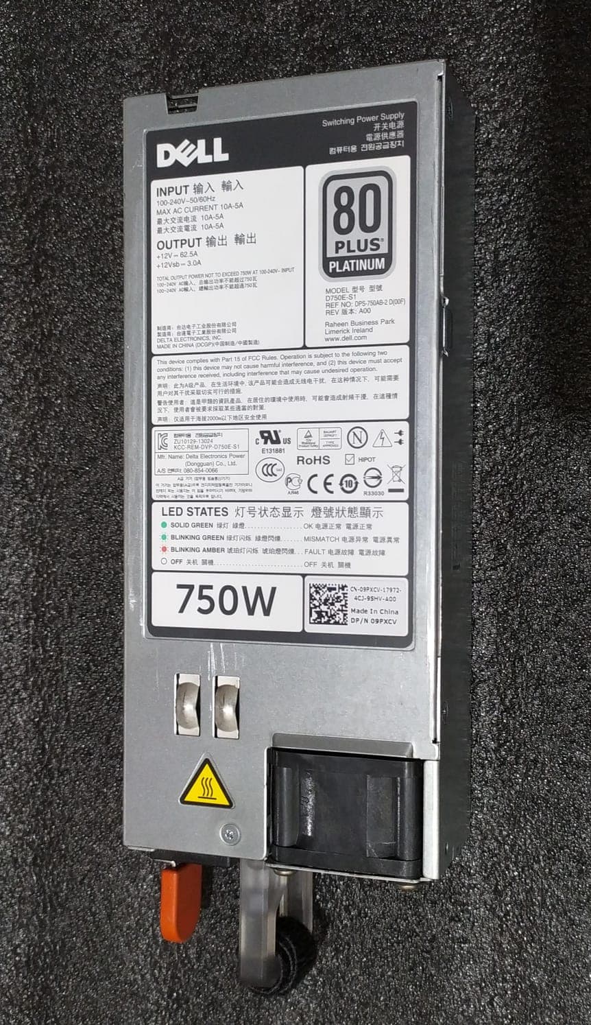 Fuente de Poder Dell D750E‑S1 750 W 80 Plus Platinum – Servidores PowerEdge — imagen 1