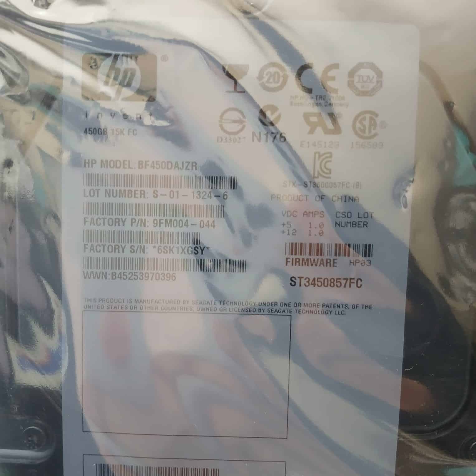 HP BF450DAJZR | Disco Duro 450GB 15K RPM Fibre Channel (FC) | nuevo — imagen 1