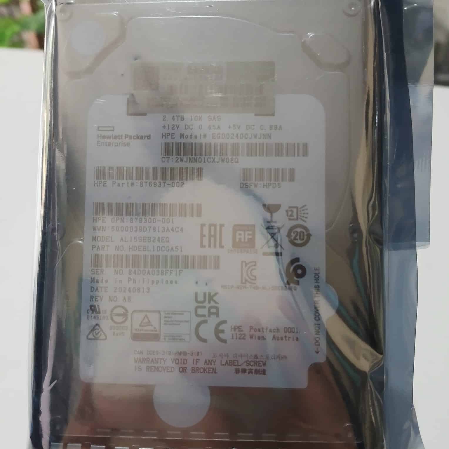 HPE 2.4TB 10K SAS 12G SFF (Model: EG002400JWJNN) - Disco Duro Enterprise — imagen 1