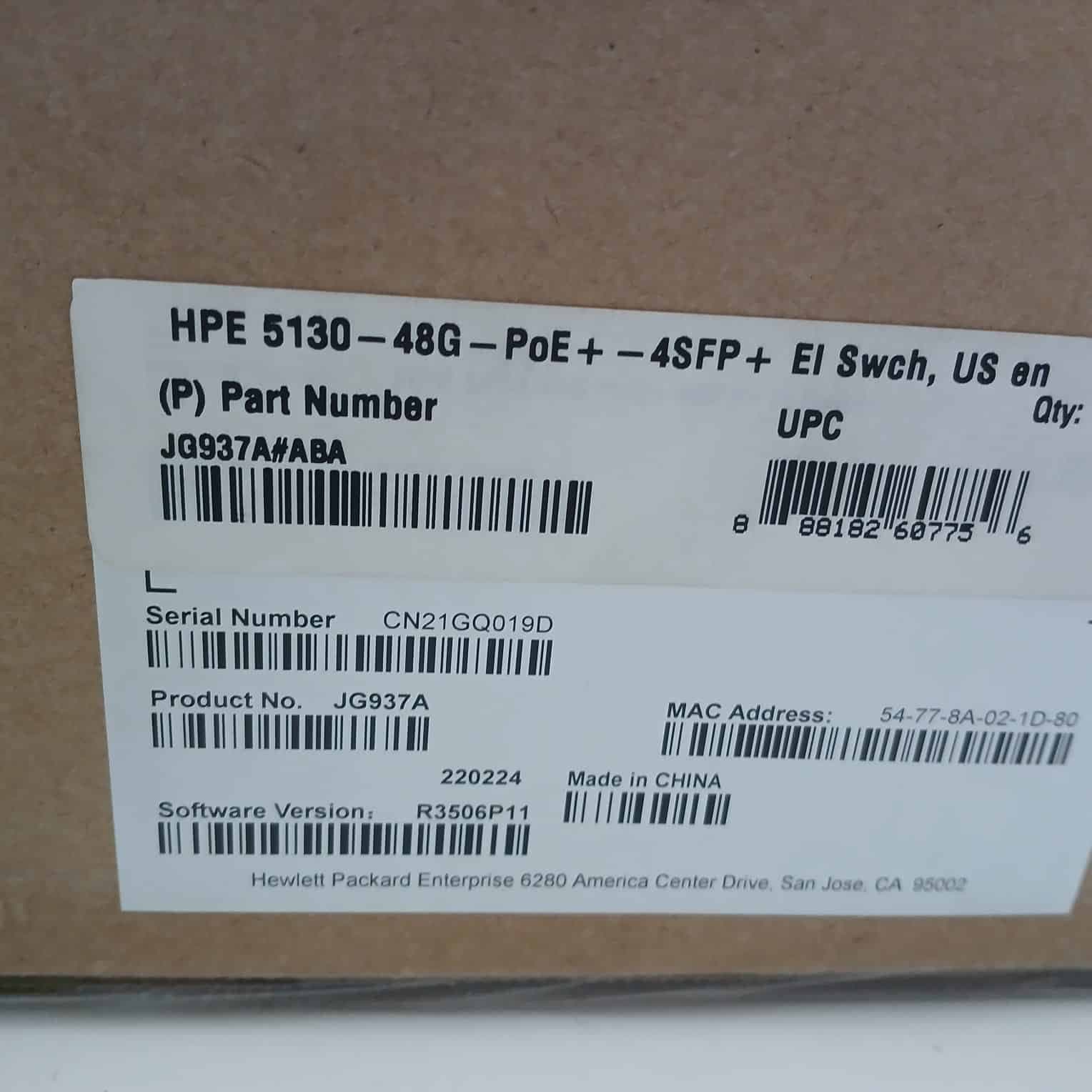 HPE 5130 48G PoE+-4SFP+ EI Switch JQ937A 48 Port Gigabit L3 Nuevo — imagen 2