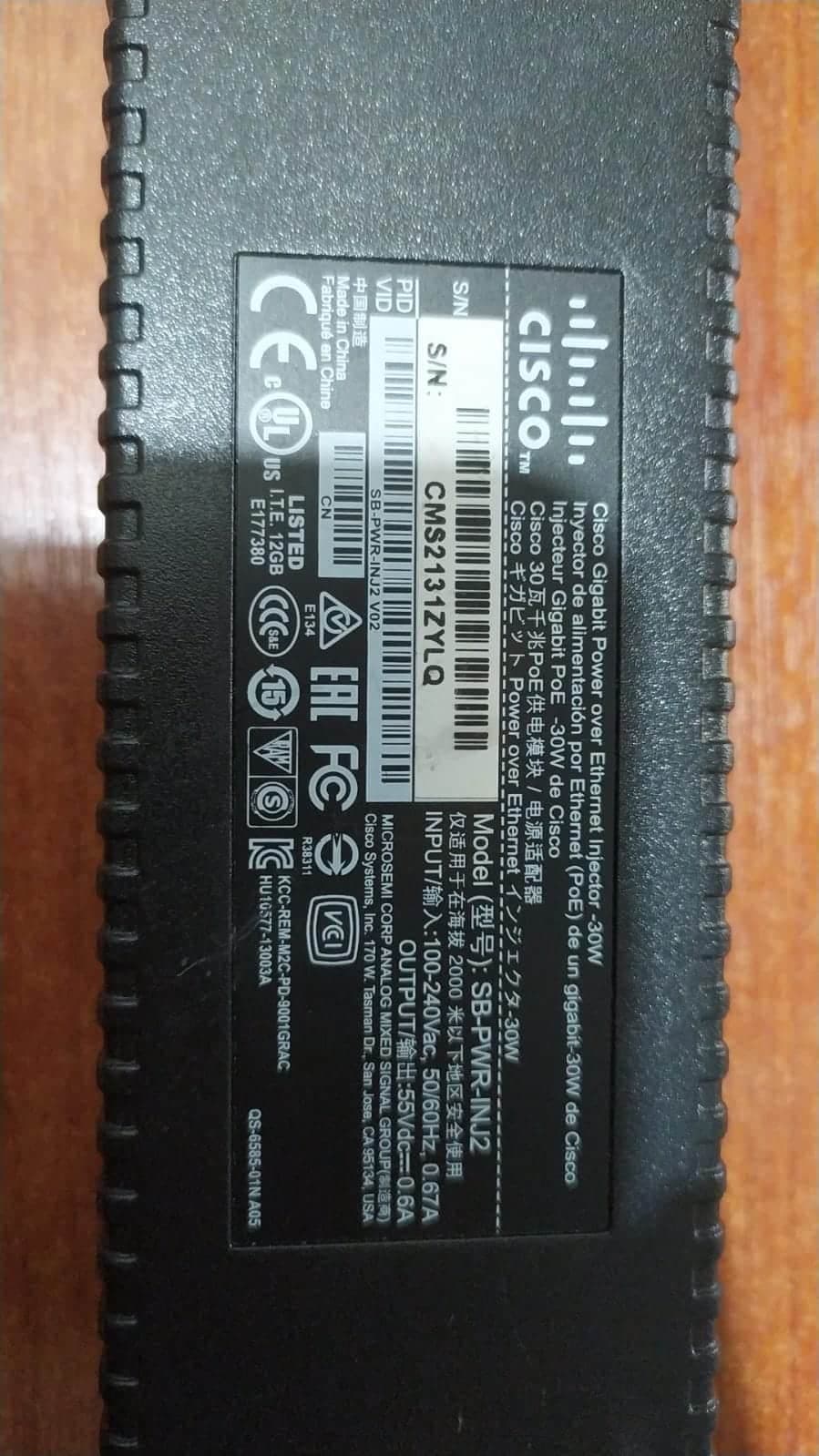 Inyector de alimentación por Ethernet | POE | SB-PWR-INJ2 | CISCO | -30W | 55Vdc 0.6A — imagen 4