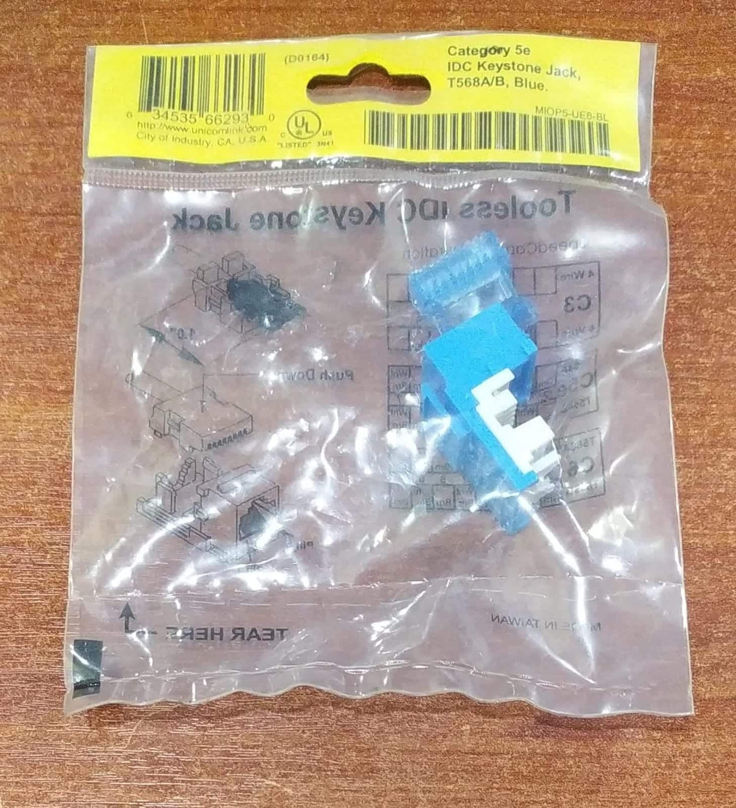 Keystone Jack Cat5e Tooless UNICOM MIOP5‑UE8‑BL Azul ‑ IDC / T568A‑B ‑ Nuevo — imagen 2