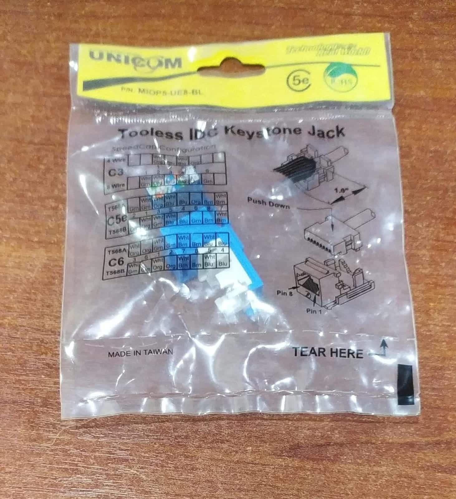 Keystone Jack Cat5e Tooless UNICOM MIOP5‑UE8‑BL Azul ‑ IDC / T568A‑B ‑ Nuevo — imagen 1