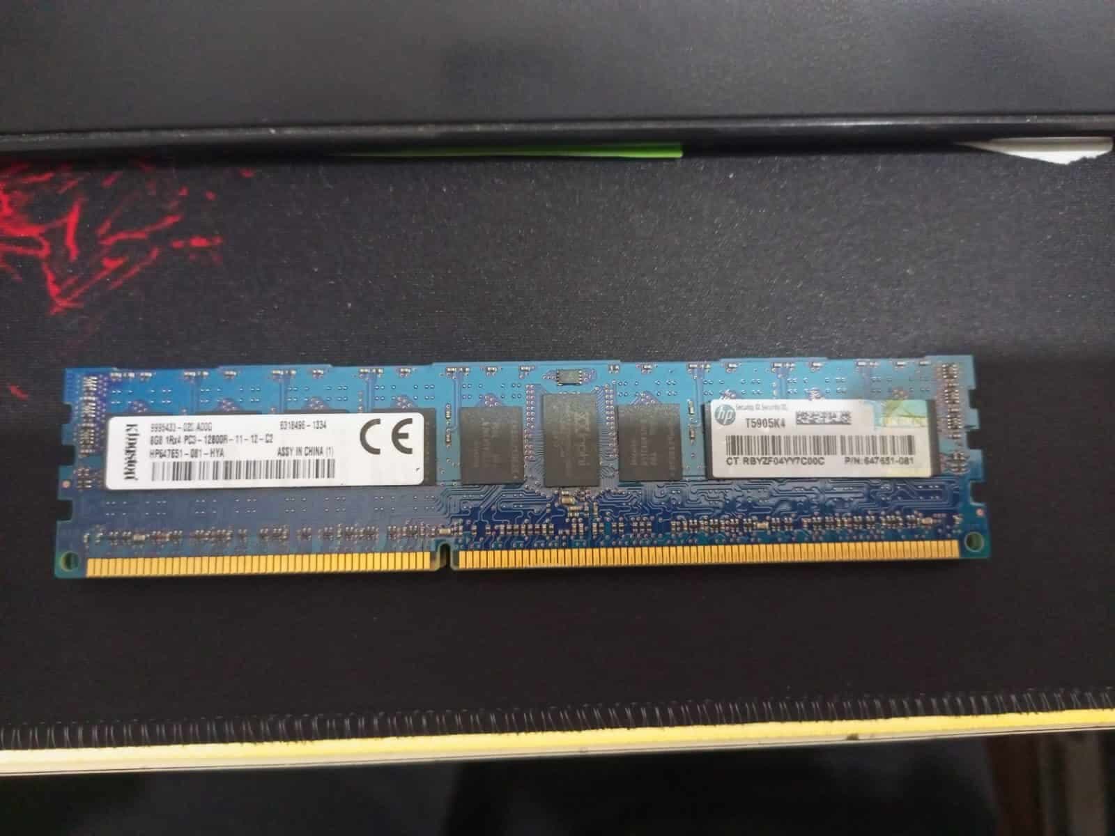Kingston 8GB DDR3 1600MHz ECC Registered RAM (HP 647651-081) - Usado | Memoria Ram — imagen 1