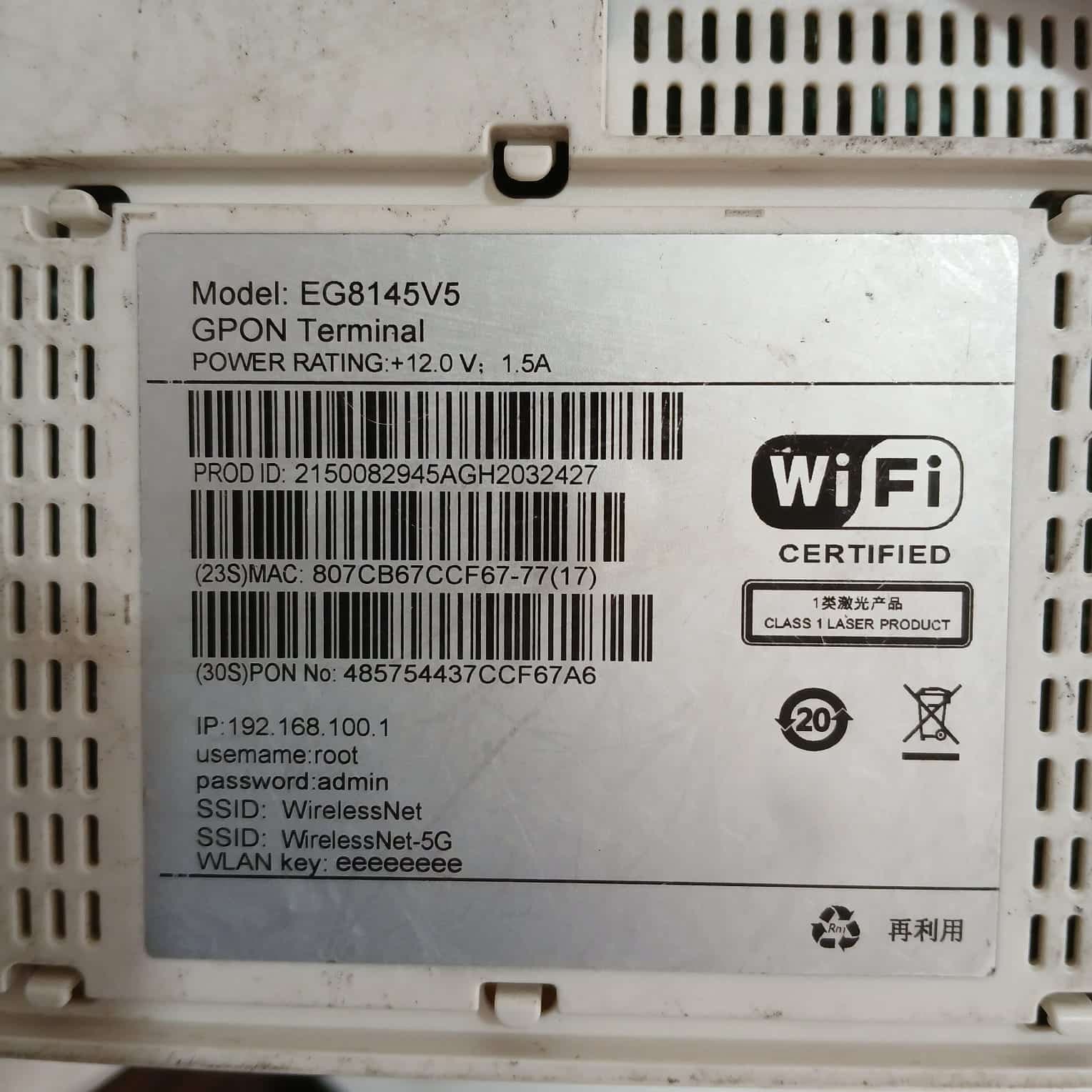 KIT Huawei dos EG8145V5 y un EG8141A5 Huawei GPON ONU dual‑band Wi‑Fi, 4 GE, VoIP — imagen 5
