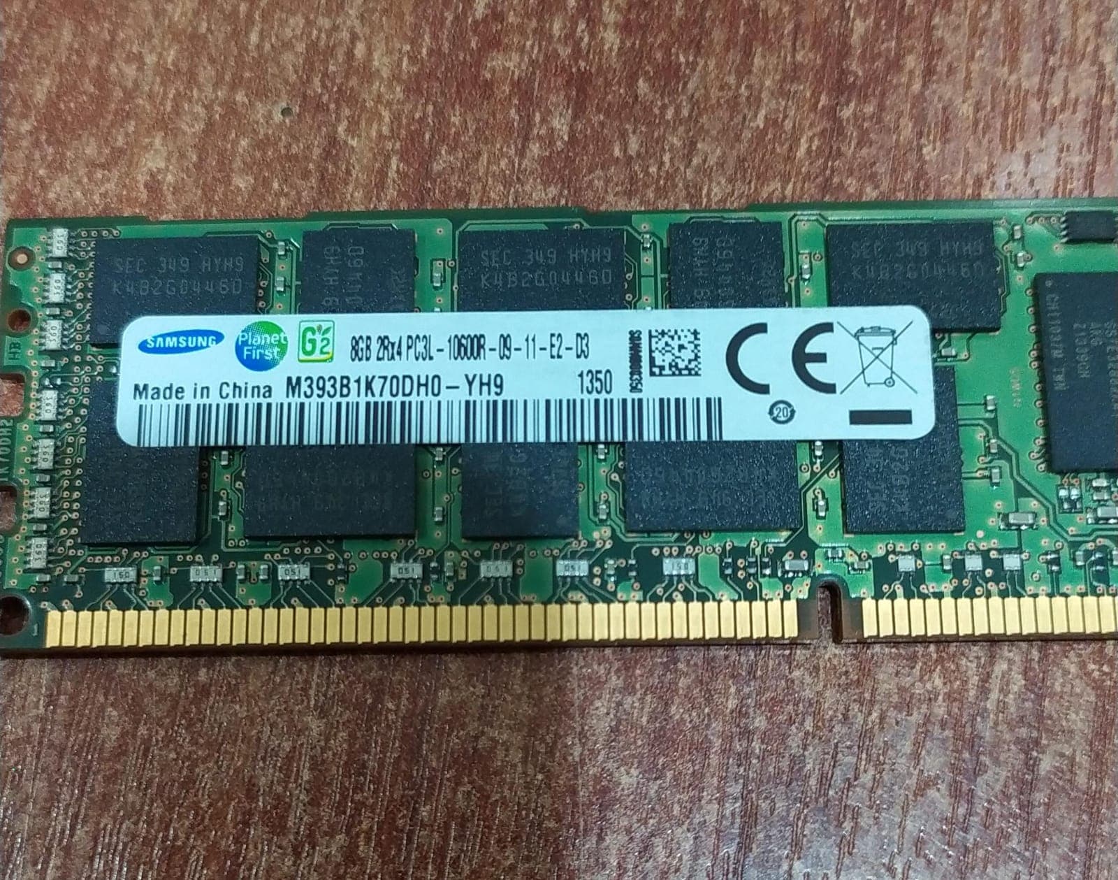 Memoria RAM ECC Registered Samsung M393B1K70DH0-YH9 8GB DDR3-1333 (PC3L-10600R) para Servidores — imagen 2