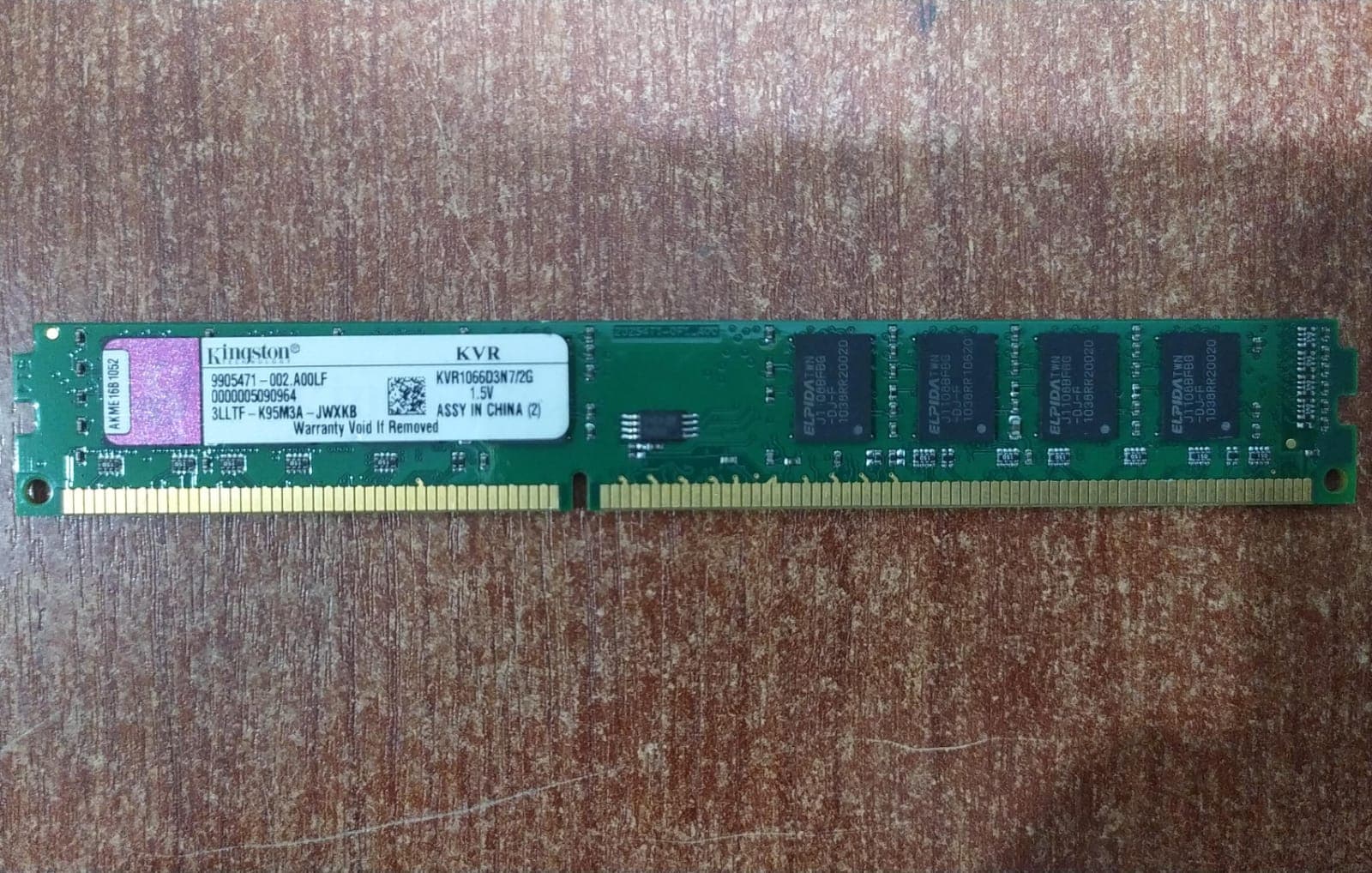 Memoria RAM Kingston KVR1066D3N7/2G 2 GB DDR3 1066 MHz — imagen 1