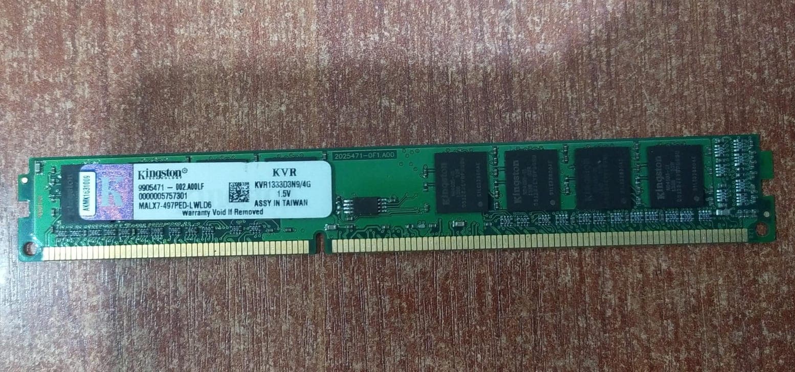 Memoria RAM Kingston KVR1333D3N9‑4G 4 GB DDR3‑1333 MHz CL9 UDIMM – Compatible PC / Desktop — imagen 1