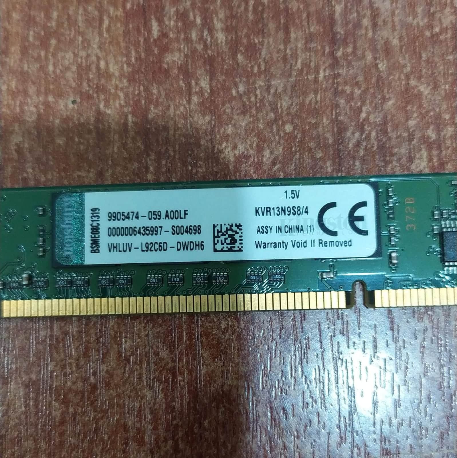 Memoria RAM Kingston KVR13N9S8/4 – 4 GB DDR3‑1333 MHz UDIMM 240p, NUEVA, compatible PCs y laptops — imagen 2