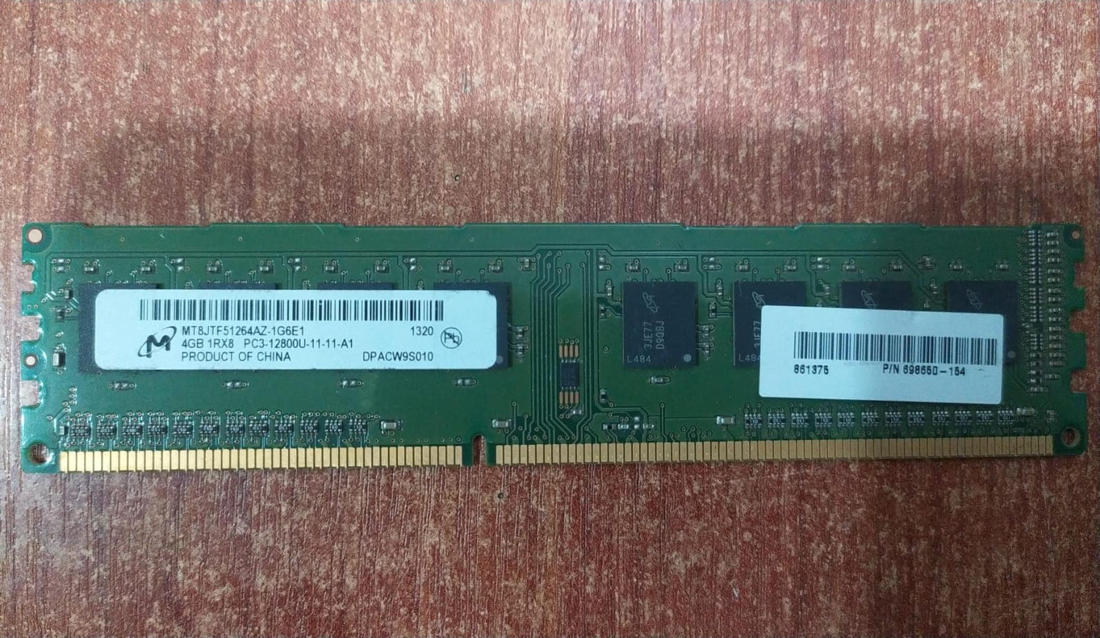 Memoria RAM Micron MT8JTF51264AZ‑1G6E1 4 GB DDR3 1600 (PC3‑12800U) 1Rx8 — imagen 1