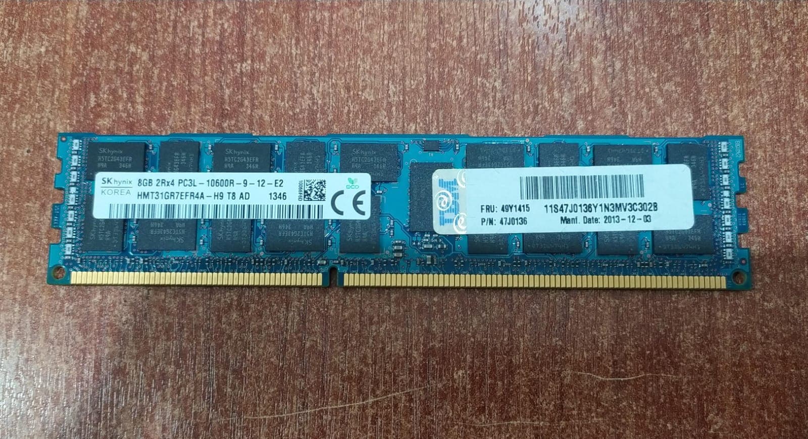 Memoria RAM SK hynix HMT31GR7EFR4A‑H9 8GB PC3L‑10600R ECC Registered DDR3‑1333 (para servidores) — imagen 1