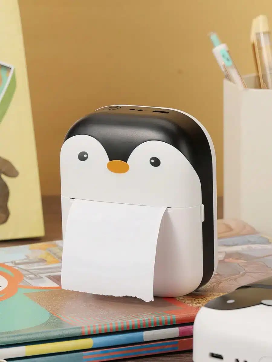 Mini impresora portátil C9 recargable con lindo diseño de pingüino+ rollo de papel térmico — imagen 1