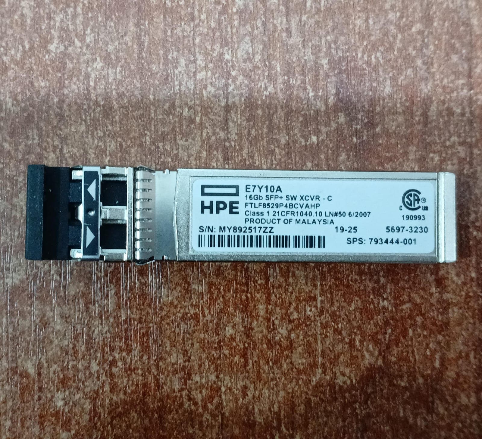Módulo Transceptor HPE E7Y10A / SPS 793444‑001 — 16 Gb Short Wave SFP+ (SW XCVR‑C) — imagen 2