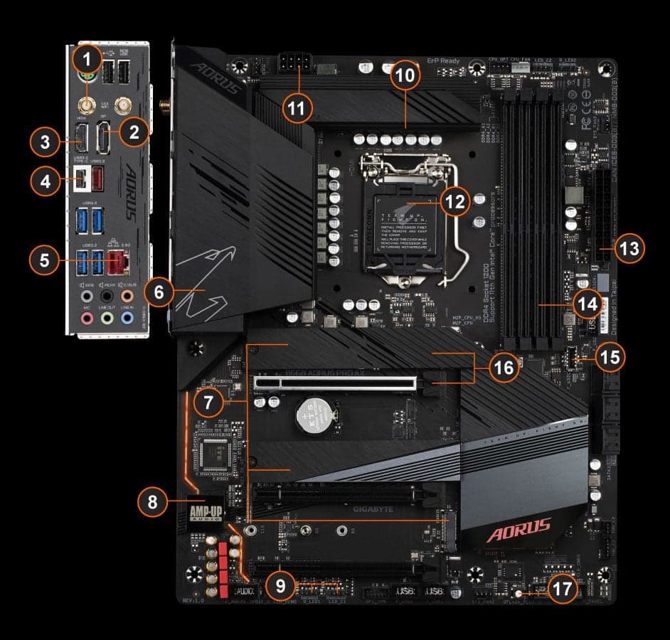 Motherboard Aorus Pro Ax Gigabyte B560 128 Gb Lga 1200 | Placa Madre Seminueva — imagen 2