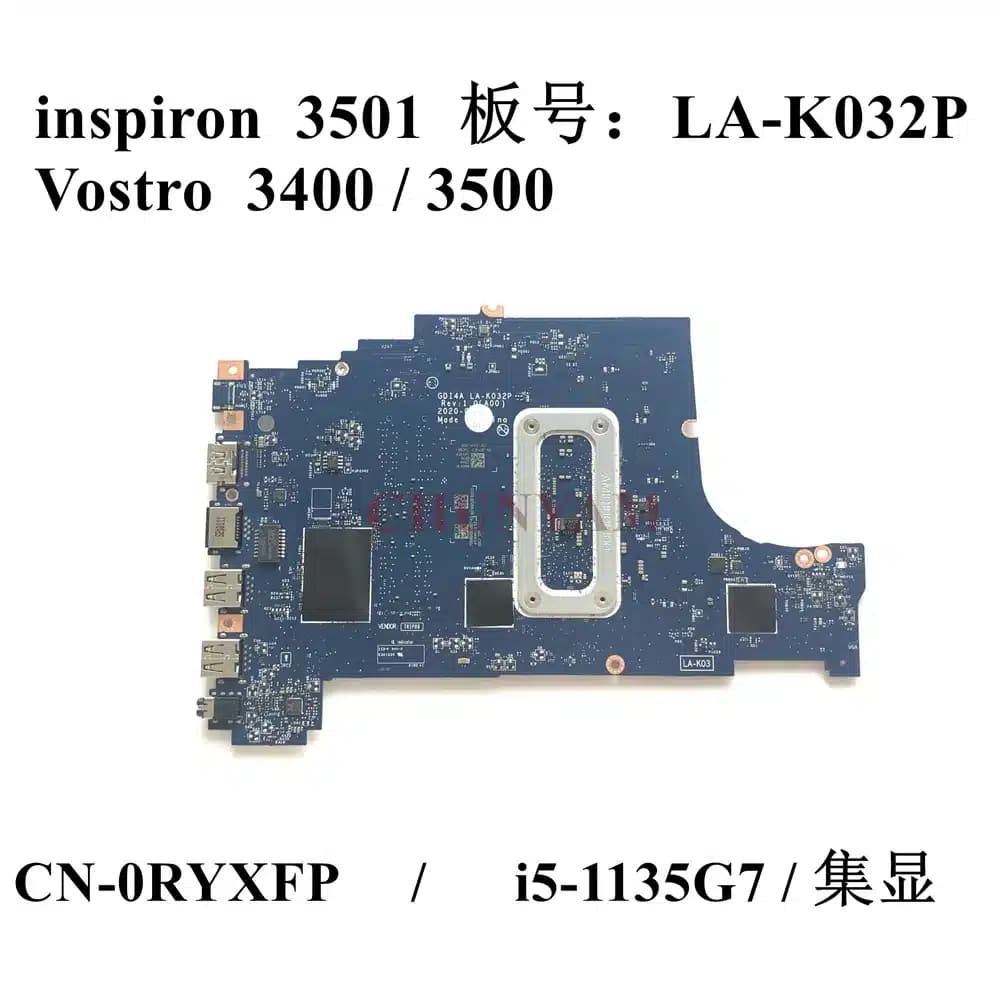 Motherboard LA-K032P| i5-1135G7 ell Inspiron 15 3501 Vostro 3400 3500, RYXFP, CN-0RYXFP — imagen 2