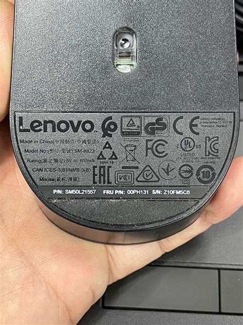 Mouse Lenovo SM‑8823 USB Óptico 1000 DPI Cable Negro Rueda Roja — imagen 2