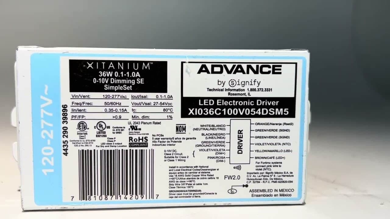 PHILIPS XI036C100V054DSM5 – Xitanium 36W 1.0A 54V 0-10V SSET 1% SE — imagen 1